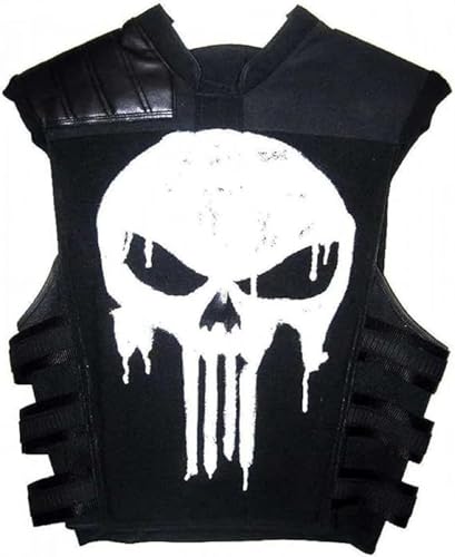 Mens Punisher Frank Castle Skull Logo Leather Vest
