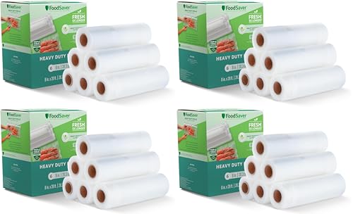 Image of FoodSaver Heavy-Duty Vacuum Seal 8 x 20' Roll, Ideal for Food Storage and Sous Vide Cooking, 6 Count (Pack of 4)