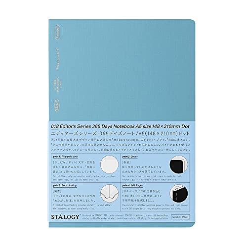 Carnet A5 365 days Stalogy à grille de points bleu pour en finir avec le gaspillage de pages