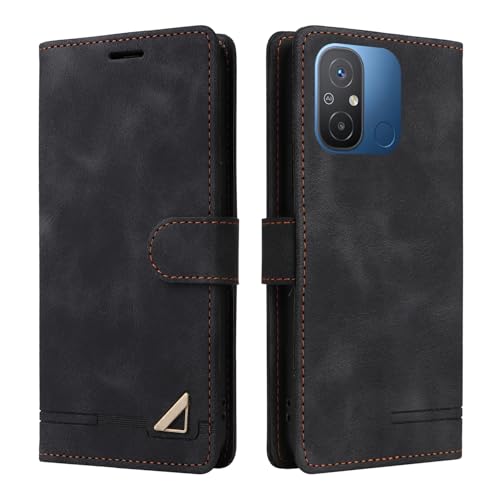 ���B���e�[�W�J�o�[ �Ή��@�� for Redmi 12C / 11A,�Ή��@�� for Xiaomi Poco C55 4G �}�O�l�b�g���߃J�[�h�X���b�g�X�^���h�t���b�v�J�o�[ Black