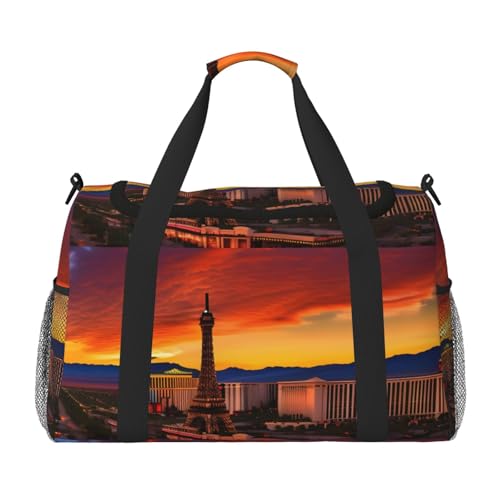 Las Vegas Sunset - Bolsa de viaje grande reutilizable, bolsa de compras para vacaciones, bolsa deportiva con correa cruzada ajustable