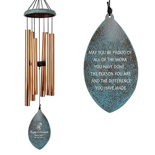 Image of ASTARIN Personalized Happy Retirement Gift, Custom Name Retirement Wind Chimes for Women Men, 35 inch Large Deep Tone Wind Chime Retire Gifts for Teacher Co-Workers Boss