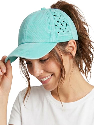 Image of Funky Junque Womens Baseball Cap Dad Hat Ponytail Messy Bun Trucker Ponycap
