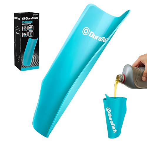 DURATECH Flexible Funnel, Multi-Purpose Form a Funnel for Automotive Use, Upgraded Premium Aluminium Core and Thickened Silicone Outer Shell, Flexible Draining Tool for Oil Changes, Blue