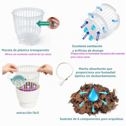 Miniatura 3 de Garten Lux Juego De 30 Macetas Transparentes Para Orquídeas, Diámetro 14 Cm, Altura 11 Cm, De Plástico Con Agujeros, Para Orquídeas Para Interiores, 1 L