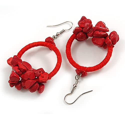 Pulsera, pendientes y collar de cordón de algodón rojo, el regalo étnico ideal 6