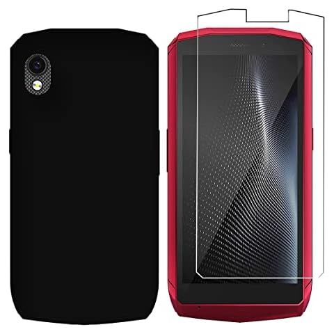 LYZXMY Case for Cubot Pocket + Tempered Film Glass Screen Protector - Black Silicone Soft TPU Cover Shell for Cubot Pocket (4.0") Cover