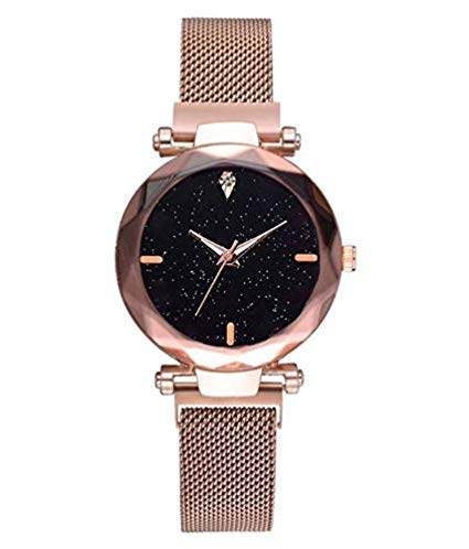 pass pass Analogue Womens & Girls Watch (Black Dial Rose Gold Colored Strap) (B07VKCH2ZQ) Amazon Price History, Amazon Price Tracker