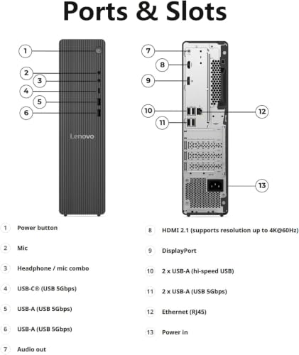 Image of Lenovo Conversion-Focused IdeaCentre Slim Tower Desktop with AMD Ryzen 7 250, 16GB RAM, 512GB SSD, Windows 11 Home, Wired Keyboard and Mouse Included