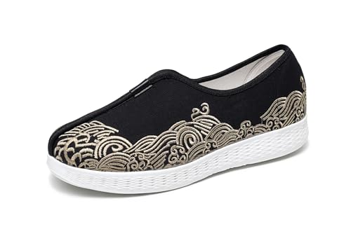 Embroidered Traditional Chinese Dragon Slip-On Canvas Loafers for