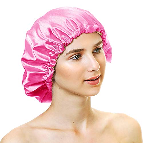 Image of Extra Large Adjustable Double Layer Satin Hair Bonnets with Drawstring for Women Night Sleeping Long Silky Satin