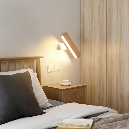 Apliques de Pared Interior Madera Lámpara de Pared LED Modernas 3000K Foco Giratorio Pasillo