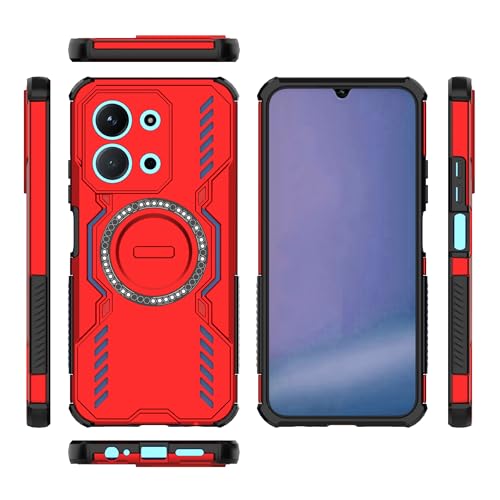 X}zP[X Ή@ for Redmi 15C (5G / 4G)(171mm),Ή@ for MagSafe̖[[PC+TPU]ɕt21̔ቺ̕ی쎥CdbJo[ Red