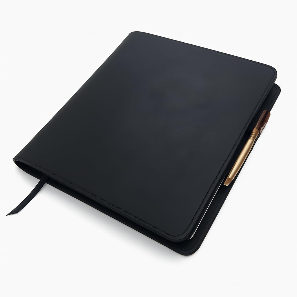 Black Leather Journal Cover XXL – Refillable Notebook Cover 8.5 x 11 Inches , Handmade Executive Writing Padfolio, Compatible with Moleskine XXL Leuchtturm1917 XXL Mead Five Star