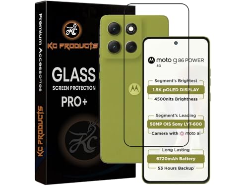 Image of Tempered Glass Screen Protector Compatible For MOTO G86 power 5G / Motorola G86 power 5G with Easy Self Installation Kit