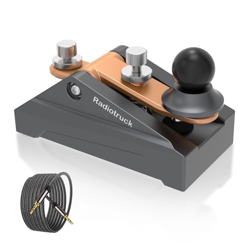 Image of CW Telegraphy Key Auto Morse - Radio HAM Send Telegram Key Lambic Single Paddle Transmission Morse Code Key with Aluminum Alloy Body Base