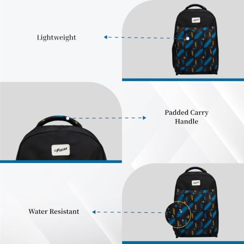 Image of F Gear Ryto Black 35L School Backpack with 3 Spacious Compartments, 1 Front Pocket & Side Bottle Holder, Airflow Padded Back, Lightweight & Durable Bag for School, Tuition, Travel and Work