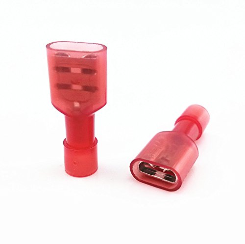 yueton® 100pcs Red 22/18- Gauge Nylon Female Fully-Insulated Quick Disconnects Wiring Spade Wire Crimp Terminal