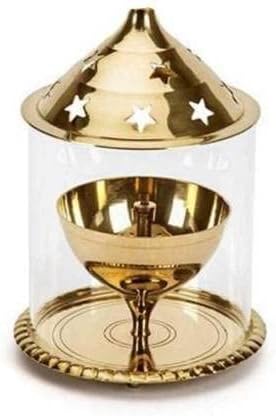 Swaha Brass Udupi Lamp (20ml) with Glass Cover | Akhand Jyoth Lamp for Illumination | Lighten up Your Space with Spirituality | Decorative Lamp Adding a Traditional Touch to Your Home or Office.