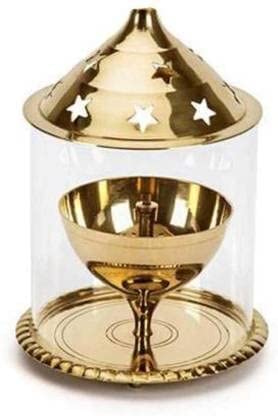 Swaha Brass Udupi Lamp (20ml) with Glass Cover | Akhand Jyoth Lamp for Illumination | Lighten up Your Space with Spirituality | Decorative Lamp Adding a Traditional Touch to Your Home or Office.