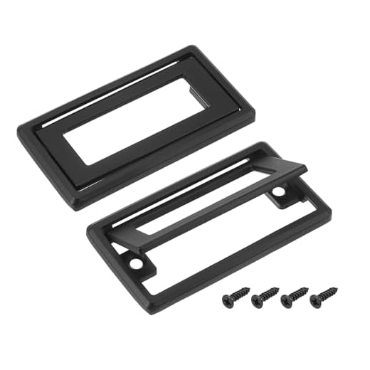 uxcell 4 Pcs Flush Pull Handle, 2.5 Inch Hole Center Hidden Recessed Furniture Grip Cabinets Door Square Pull Ring Handles with Screws for Drawers Cupboard, 3.3 Inch Length, Black