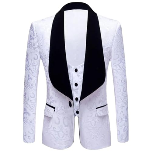 Men's Floral Suit Jacket One Button fleece Scarf Lapel Slim Fit Blazer Dinner Prom Party Wedding Tuxedo Coats