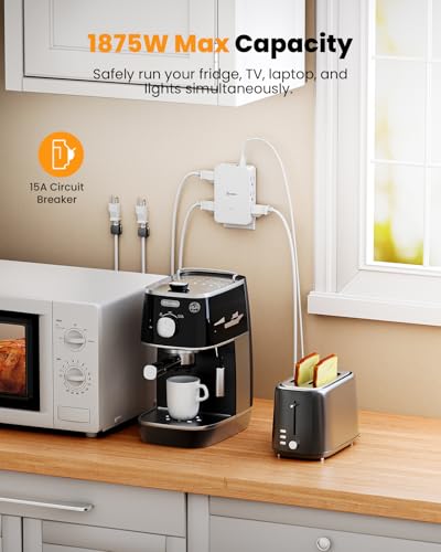 HONIZER CC-6A2U2C-US Extensión 10 tomas Blanca 125 volts con 4 puertos USB miniatura 6