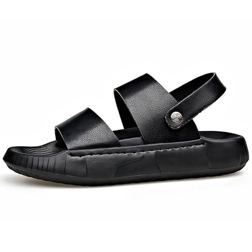 Men'S Leather Open Toe Platform Fashion Sandals Summer Comfortable Lightweight Dual Use Slip On Beach Sandals Casual Sport Hiking Soft Bottom Non-Slip Slides