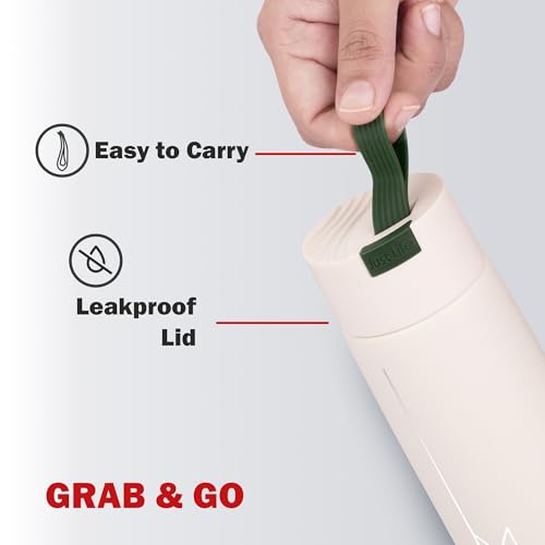 Image of CELLO Duke Insulated Stainless Steel Flask for Daily Use 365ml, Creamy White | Double Wall Insulated 24 Hours Hot and Cold Thermos Thermosteel Flask Water Bottle for School Gym Travel & Office Use