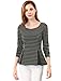 Allegra K Women's Striped Color Block Criss Cross Back Peplum Top Black Gray M (US 10)