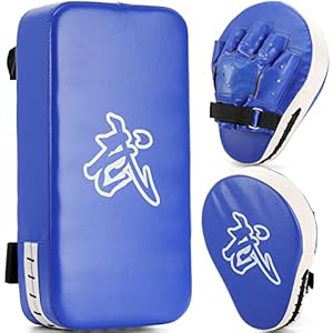 WUWEOT 2-in-1 Punching Mitts Kick Pack Set, Boxing Mitts Focus Pads and Taewondo Kick Pad, Thai Pads Karate Kick Pads, Martial Arts MMA Punching Mitts Kicking Boxing Shield Training for Men Women Gym