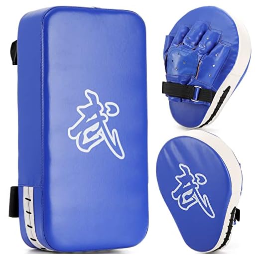 WUWEOT 2-in-1 Punching Mitts Kick Pack Set, Boxing Mitts Focus Pads and Taewondo Kick Pad, Thai Pads Karate Kick Pads, Martial Arts MMA Punching Mitts Kicking Boxing Shield Training for Men Women Gym