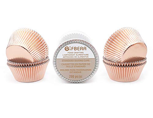 Gifbera Rose Gold Foil Cupcake Liners Standard Baking Cups Muffin Wrappers For Wedding Birthday, 200-Count #TOP2