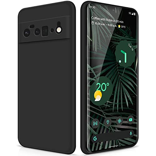 GiiYoon Funda para Google Pixel 6 Pro, Case de Silicona Suave de TPU Funda Protector de Goma Fexible Prueba Liviano y a Delgado de Golpes Antirrayas para Teléfono, Negro