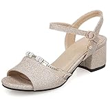 Women Block Heel Sandals Peep Toe, Casual Mid Heel Party Sandal Ankle Strap Buckle Glitter, 3030UCD Gold Size 7 US/39 Women Block Heel Sandals Peep Toe, Casual Mid Heel Party Sandal Ankle Strap Buckle Glitter, 3030UCD Gold Size 7 US/39