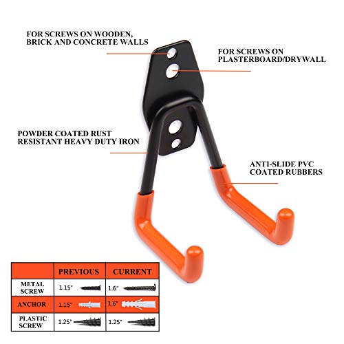 Garage Hooks Garage Hangers, Steel Utility Hooks, Easy to Install Garage Storage Hooks, Wall Hooks Heavy Duty for Organizing Large Power Tools, Anti Slip Design, Assorted Pack of 12