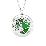FANSING Christmas Necklaces for Women Essential Oil Diffuser Elf Pendant Locket Stainless Steel Aromatherapy Jewelry with Refill Pads Fairy Pendant Gifts