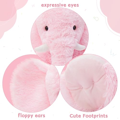 Image of MorisMos Large Elephant Stuffed Animal, 19.6inch Soft Stuffed Elephant Plush Companion Gifts for Girls Boys, Pink