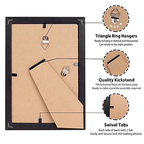 LaVie Home 4x6 Picture Frames(3 Pack, Silver) Wall or Tabletop Display, Graceful Beveled Detail Design Photo frames with High Definition Glass, Perfect for Home Decor, Set of 3 Basic Collection