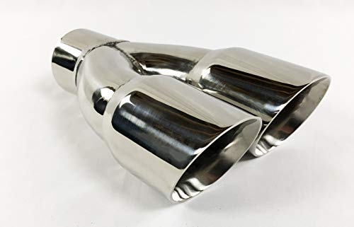 Exhaust Tip 3.00 Inlet Dual 3.00 X 9.50 Long Round Double Wall Polished Stainless Wesdon Exhaust Tip Exhaust Tip 3.00" Inlet Dual 3.00 X 9.50 Long Round Double Wall Polished Stainless Wesdon Exhaust Tip