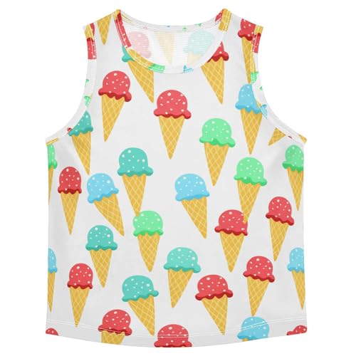 J JOYSAY Ice Cream Cone White Boys Tank Top Sleeveless Muscle Shirts Quick Dry Kids T-Shirts 3-15T