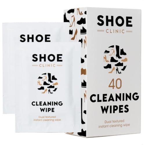 Shoe Clinic Shoe Cleaning Wipes | Pack of 40 | Cleaner for Shoes Boots & Trainer Footwear | Wipe Clean Leather Fabric & Canvas | Easy Quick Use For Portable & Travel Friendly Cleaning
