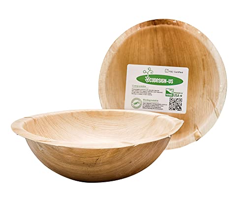 Ecodesign-Us Party Serving Bowls - Set Of 8 - Large 40 Ounce - Disposable - Compostable - Eco-Friendly - Palm Leaf Dinner Plates For Wedding And Holiday Catering #TOP1
