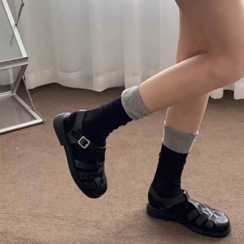 Image of 2 Pairs Soft Contrasting Long Slouchy Socks for Women Fashion,Comfy Trendy Loose Crew Cotton Socks for Women