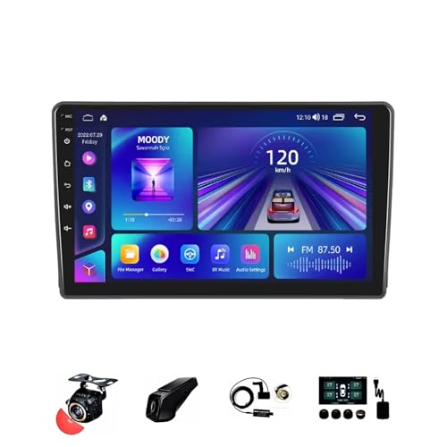 Lecteur stéréo voiture Android 13 avec grand écran tactile 9 pouces et vision arrière AHD