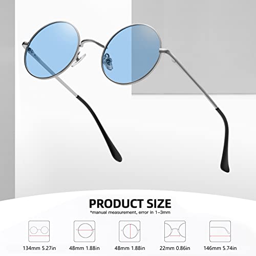 Image of MEETSUN Small Round Polarized Sunglasses for Men Women Metal Retro Hippie Circle Sun Glasses Driving Festival Cosplay UV400