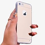 Johncase iphone 5s Mirror Girl Case, Soft TPU Bumper with Electroplating Mirror Hard Back Cover Luxury Phone Case for iphone 5 5S SE (Gold)