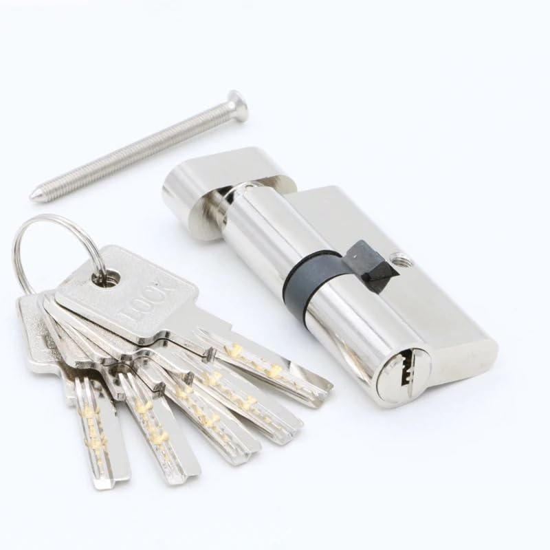 TüRschloss Türzylinder 55 60 65 70 75 80 85 90 Mm Kupfer-Schließzylinder For Innenbereich, Schlafzimmer, Wohnzimmer, Messing, Schlüsselverriegelung, 5 Schlüssel(90mm45add45)