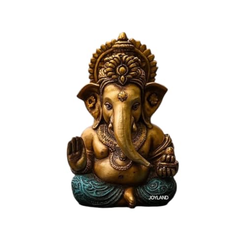 Image of JOY LAND Lord Ganesha Car Dashboard Idol | White & Gold Ganesh Murti for Car Dashboard, Home & Office Decor (Gold)