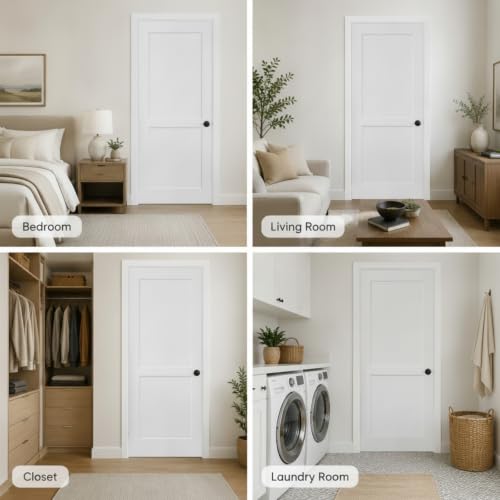 Maasechs 30 x 80 Inch Solid Pine Wood Interior Slab Door, 2-Panel Shaker White Primed Cabinet Core Door for Closet, Pantry, Laundry Room, Barn (2 Panel, White) — view 3